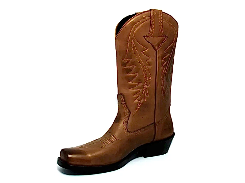 Açık Kahve Eskitme Erkek Kovboy Çizmesi 2