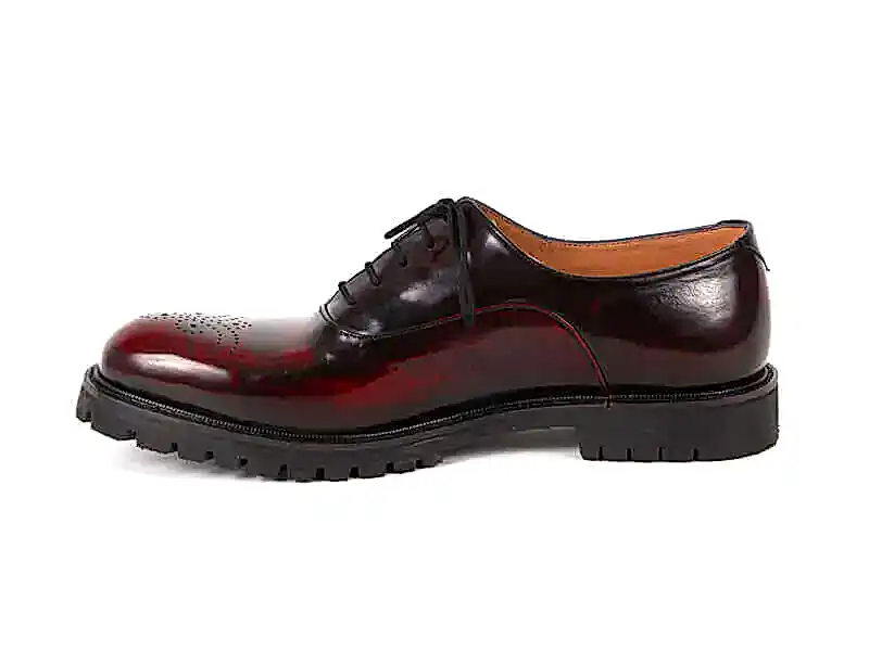 Bordo Açma Deri Erkek Oxford Ayakkabı