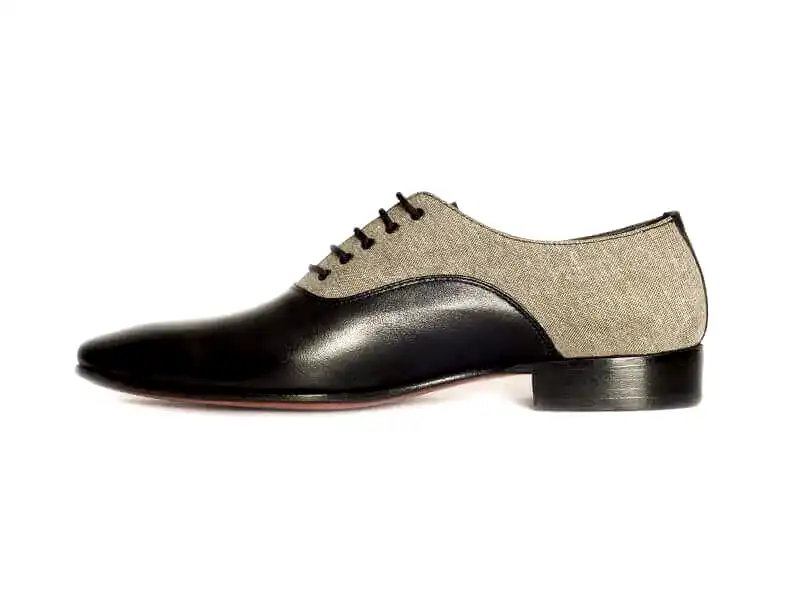 Siyah Yeşil Erkek Keten Ayakkabı