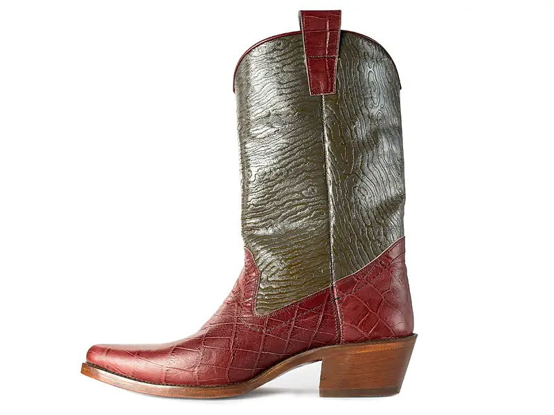 Yeşil Bordo Erkek Kovboy Çizmesi