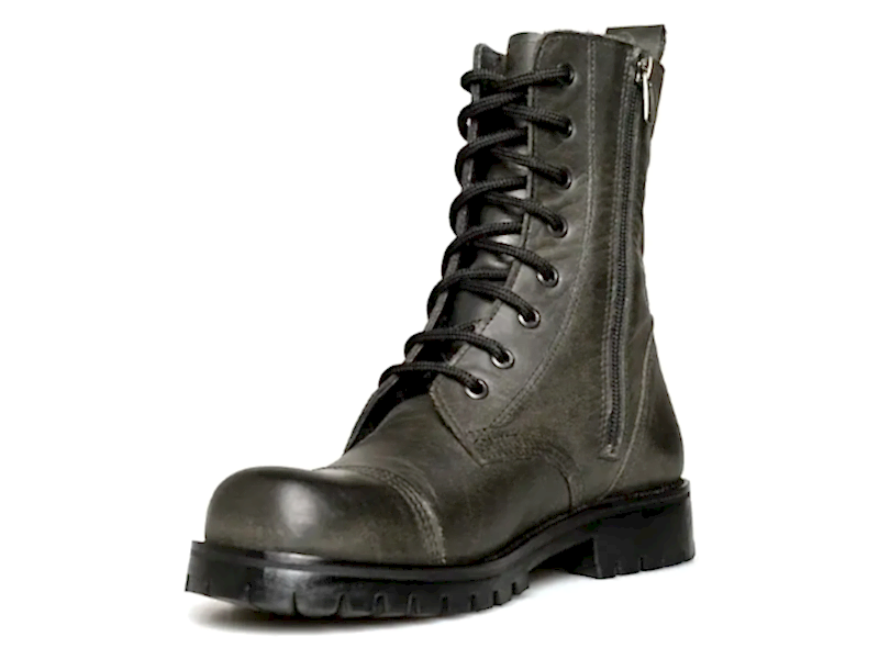 Gri Eskitme Bağcıklı Fermuarlı Kadın Postal Bot 2