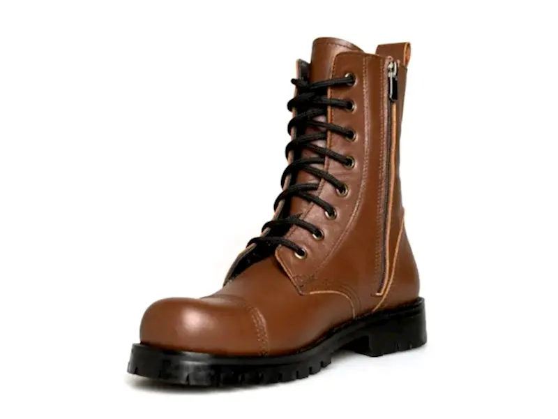 Kahve Bağcıklı Fermuarlı Kadın Postal Bot 2