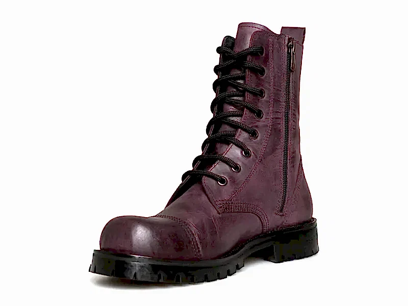 Mor Eskitme Bağcıklı Fermuarlı Kadın Postal Bot 2